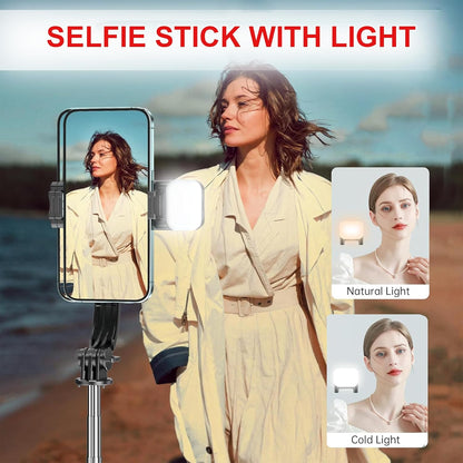 Extendable Flash 3-in-1 Selfie Stick Tripod with Bluetooth Remote